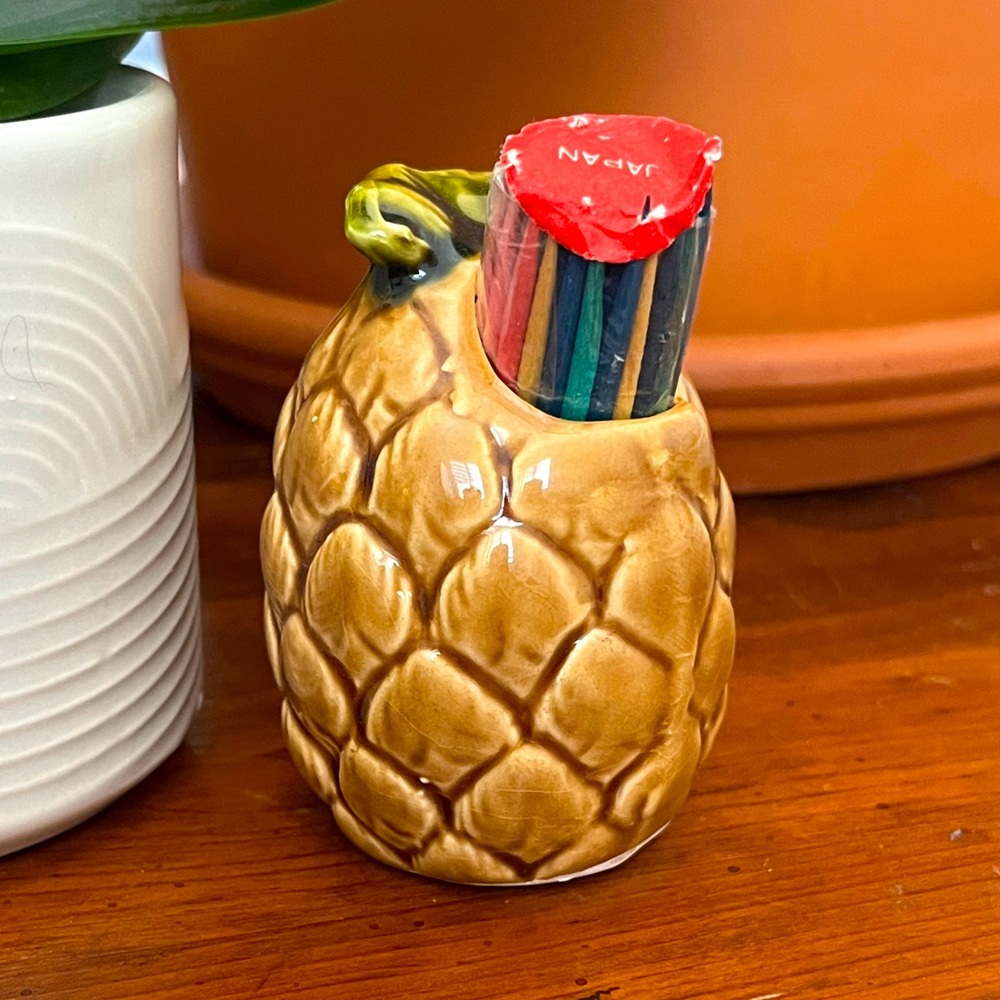 Vintage Enesco Pineapple Toothpick Holder.